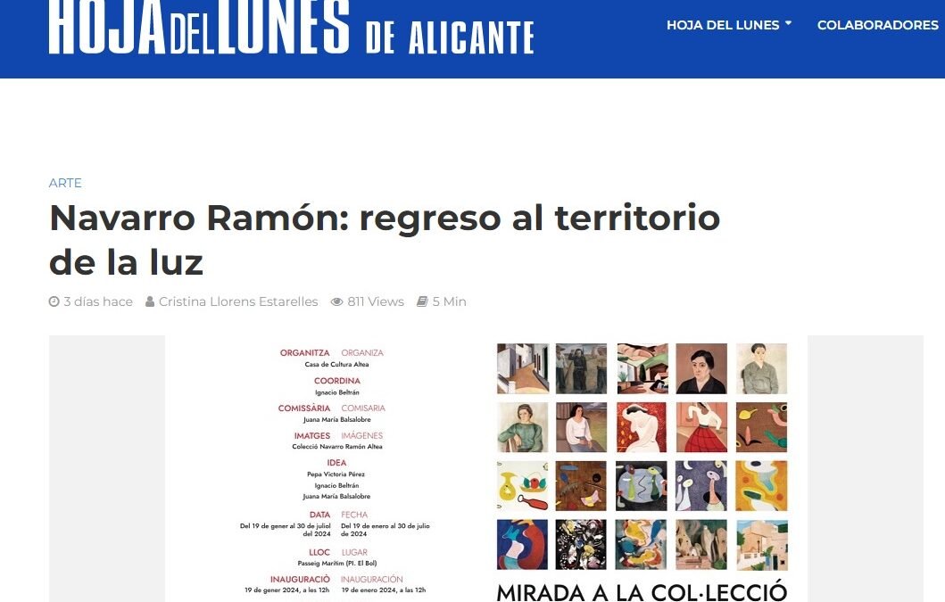 Navarro Ramón: regreso al territorio de la luz (Cristina Llorens)